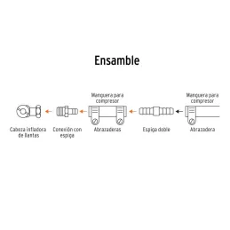 Juego Reparador para Manguera de 3/8", Incluye Cabeza Infladora, Laton Solido, 1/4 NPT, REMAN-3/8 19021 Truper - Truper 3