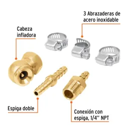 Juego Reparador para Manguera de 3/8", Incluye Cabeza Infladora, Laton Solido, 1/4 NPT, REMAN-3/8 19021 Truper - Truper 2