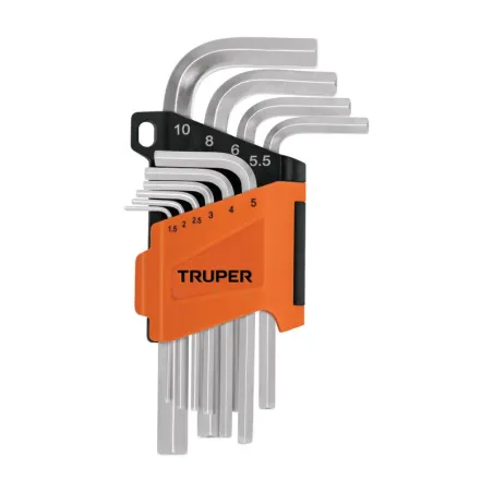 Juegos de 10 Llaves Allen MM PuntaHexagonal Truper 15536 10.762712 Juego Llaves Allen 10 Piezas Milimetricas con Organizador, A