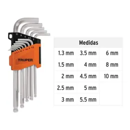 Juegos de 13 Llaves Allen MM Largas Punta de Bola Truper 13646 - Truper 3