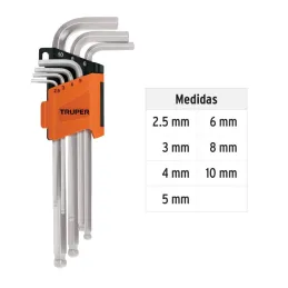  Juegos de 7 Llaves Allen MM Largas Punta de Bola Truper 15548 13.050847 Juegos de 7 Llaves Allen MM Largas Punta de Bola Truper