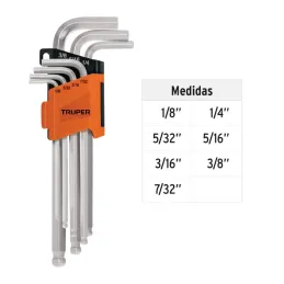 Juegos de 7 Llaves Allen Pulgadas Largas Punta de Bola Truper 15551 - Truper 3