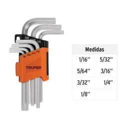 Juegos de 7 Llaves Allen Pulgadas PuntaHexagonal Truper 15533 - Truper 3