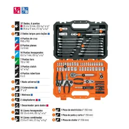  Juegos de Herramientas 119 Piezas Mixto STD MM E1/4-3/8 MP Truper 17090 267.79661 Juegos de Herramientas 119 Piezas Mixto STD M