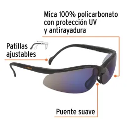 Lentes de Seguridad Vision Espejo Azul, 100% Policarbonato con UV Antirayadura, LEDE-EZ 10826 Truper - Truper 2