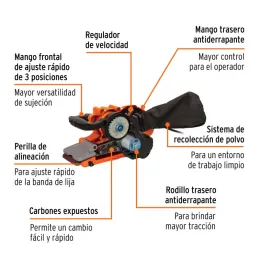  Lijadora de Banda Profesional 1010W 3 x 21" 6 Velocidades Incluye Banda y Carbon de Rpto, LIBA-3X21A2-2 13114 Truper 193.220339