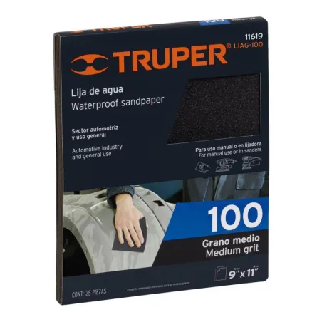  Lijas de Agua G100 x25u 230x280mm CarburoSilicio Truper 11619 28.813559 Lijas de Agua G100 x25u 230x280mm CarburoSilicio Truper