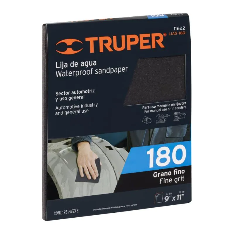  Lijas de Agua G180 x25u 230x280mm CarburoSilicio Truper 11622 28.813559 Lijas de Agua G180 x25u 230x280mm CarburoSilicio Truper