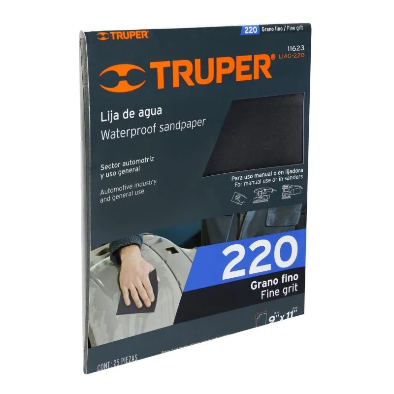  Lijas de Agua G220 x25u 230x280mm CarburoSilicio Truper 11623 28.813559 Lijas de Agua G220 x25u 230x280mm CarburoSilicio Truper