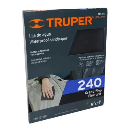  Lijas de Agua G240 x25u 230x280mm CarburoSilicio Truper 11624 28.813559 Lijas de Agua G240 x25u 230x280mm CarburoSilicio Truper