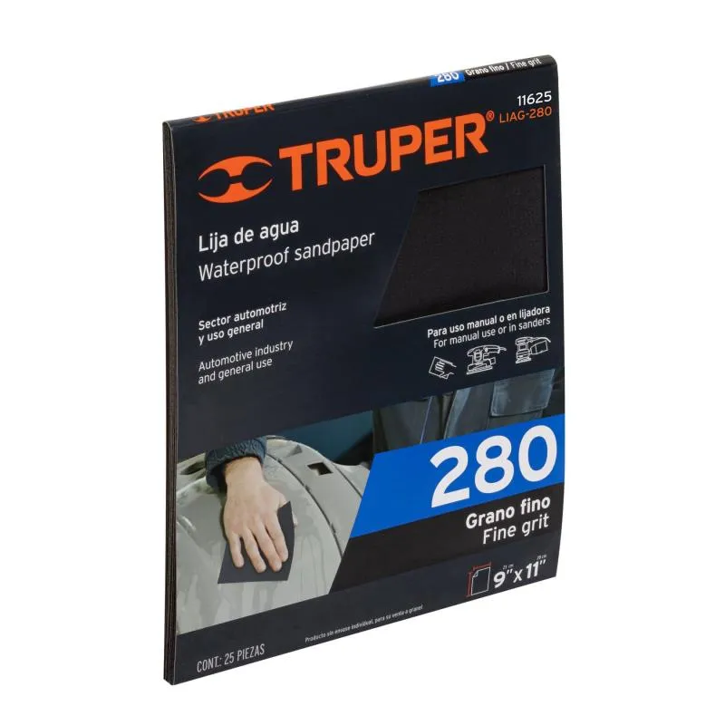  Lijas de Agua G280 x25u 230x280mm CarburoSilicio Truper 11625 28.813559 Lijas de Agua G280 x25u 230x280mm CarburoSilicio Truper