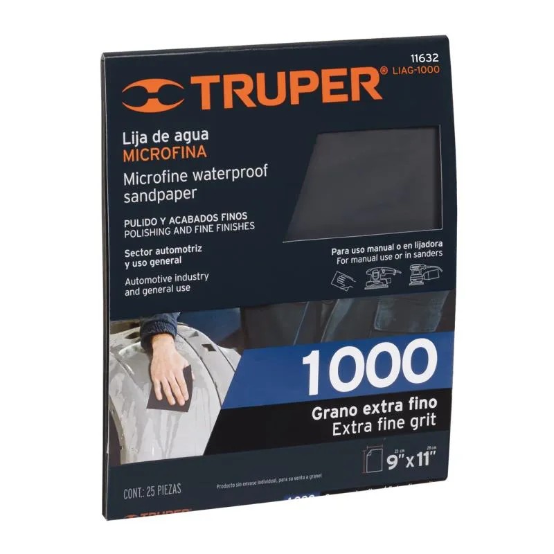  Lijas de Agua G1000 x25u 230x280mm CarburoSilicio Truper 11632 47.457627 Lijas de Agua G1000 x25u 230x280mm CarburoSilicio Trup