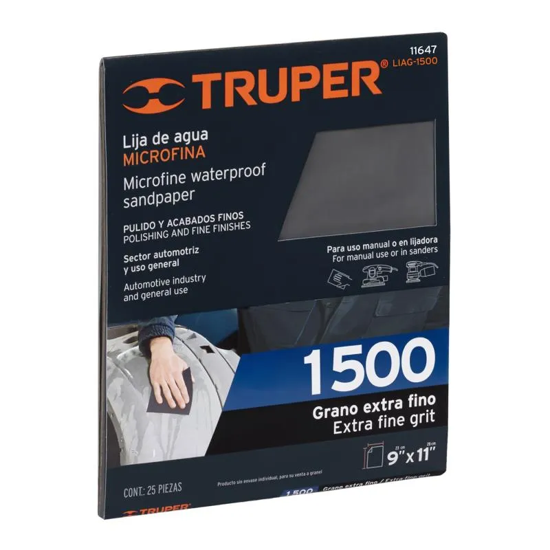  Lijas de Agua G1500 x25u 230x280mm CarburoSilicio Truper 11647 47.457627 Lijas de Agua G1500 x25u 230x280mm CarburoSilicio Trup