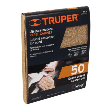  Lijas para Madera G50 x25u 230x280mm OAluminio Truper 11608 34.745763 Lijas para Madera G50 x25u 230x280mm OAluminio Truper 116