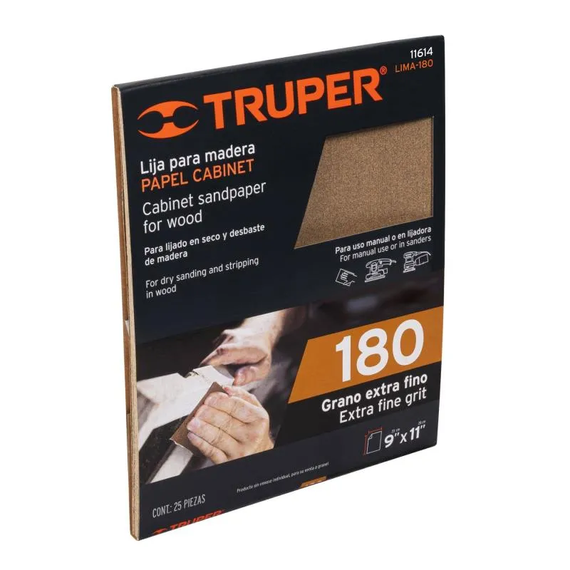  Lijas para Madera G180 x25u 230x280mm OAluminio Truper 11614 25.423729 Lijas para Madera G180 x25u 230x280mm OAluminio Truper 1