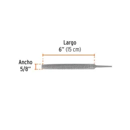 Limas Escofinas Media Caña Bastardas 6" Ancho 5/8" Espesor 3/16", Sin Mango, Para desbastar madera, LES-6 15203 Truper - 3