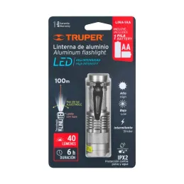  Linternas LED 40lm 100m 6H 1PilasAA Aluminio Truper 17256 12.711864 Linternas LED 40lm 100m 6H 1PilasAA Aluminio Truper 17256

