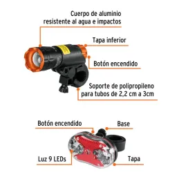  Linternas para Bicicleta 100lm Delantera y Trasera 5AAA, Truper 16798 33.050847 Linternas para Bicicleta 100lm Delantera y Tras
