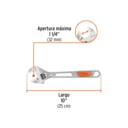  Llave Francesa 10" A1-1/4" ACromadas MangoPVC Truper 15511 21.186441 Llave Francesa 10" A1-1/4" ACromadas MangoPVC Truper 15511