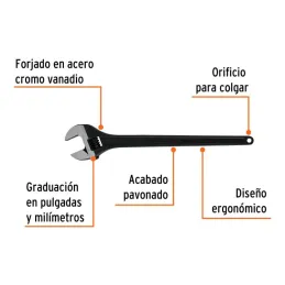  Llave Francesa 24" A2-1/2" Profesionales CrVanadio Fosfatadas Truper 15499 149.152542 Llave Francesa 24" A2-1/2" Profesionales 