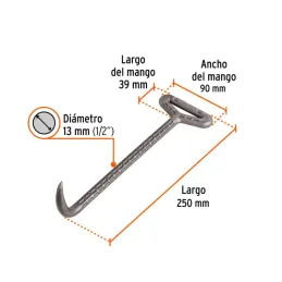 Amarrador de columnas 1/2" x30cm Tortol Truper 12815 Truper-Amarrador de Varillas 1/2" con Grip, Truper 12815 Fabricado en acero