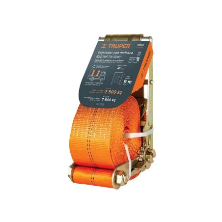  Sujetadores de Carga con Ratchet, Carga Maxima 6000kg, ideal para Trailers y Camiones, SU-6000 10314 Truper 157.627119 Sujetado
