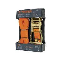  Sujetadores de Carga con Ratchet, Carga Maxima 3000kg, ideal para Trailers y Camiones, SU-3000C 19286 Truper 54.237288 Sujetado
