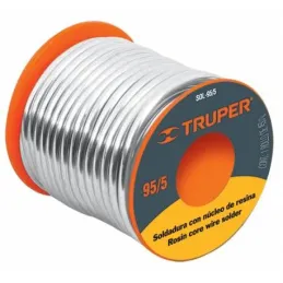  Soldadura con Nucleo de Resina 450g 3mm 95/5 Estaño Antimonio, para tuberia de Gas, SOL-95/5 14367 Truper 132.20339 Soldadura c