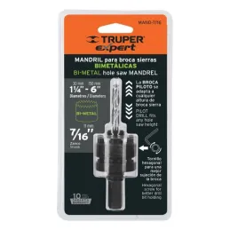  Mandril Zanco 7/16" Guia Broca Sierra Copa bimetalica Truper MAND-3/8 18123 13.559322 Guia para sierra copa bimetalica 7/16", M