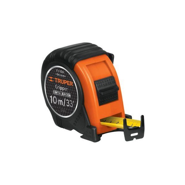  Wincha Flexometro Gripper 10 Metros, contra impacto TPR, cinta extra ancha, carcasa ABS, FH-10M 14582 Truper 39.830508 Wincha F
