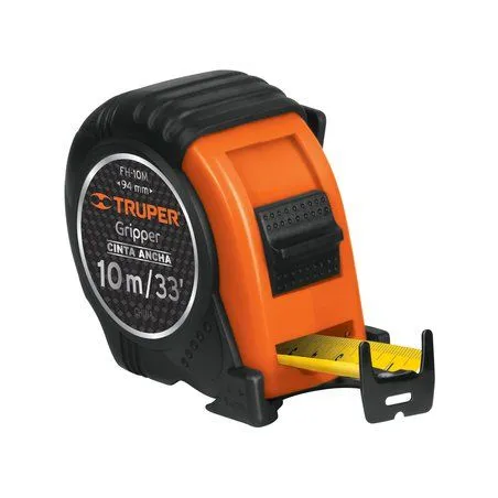  Wincha Flexometro Gripper 10 Metros, contra impacto TPR, cinta extra ancha, carcasa ABS, FH-10M 14582 Truper 39.830508 Wincha F