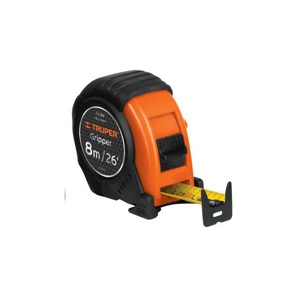  Wincha Flexometro Gripper 8 Metros, contra impacto TPR, carcasa ABS, FH-8M 14579 Truper 21.186441 Wincha Flexometro Gripper 8 M