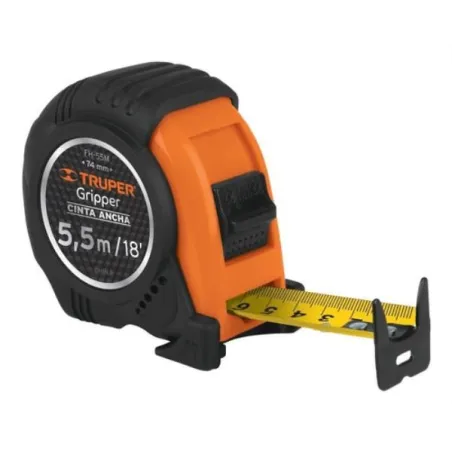  Wincha Flexometro Gripper 5.5 Metros, contra impacto TPR, cinta extra ancha, carcasa ABS, FH-55M 14613 Truper 15.847458 Wincha 