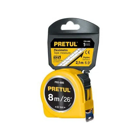  Wincha Flexometro Amarillo 8 Metros, carcasa ABS, PRO-8MEB 21603 Pretul 10.762712 Wincha Flexometro Amarillo 8 Metros, carcasa 