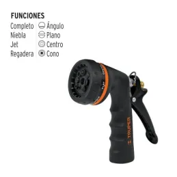  Pistola de Riego 8 Funciones Metalica Resorte inoxidable, Clip par Flujo continuo, PR-208 18477 Truper 16.949153 Pistola de Rie