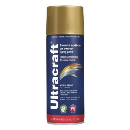  Pintura en Spray Ultracraft Dorado Metalico, 400ml, secado rapido libre de Plomo, PA-DO-U 40039 Truper 5.423729 Pintura en Spra