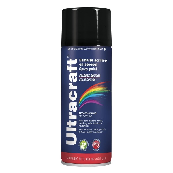  Pintura en Spray Ultracraft Negro Brillante, 400ml, secado rapido libre de Plomo, PA-NB-U 40021 Truper 4.152542 Pintura en Spra