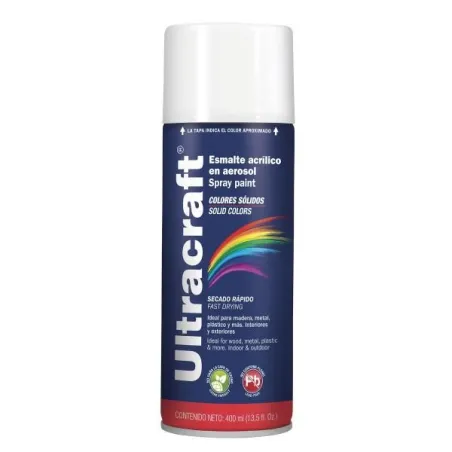  Pintura en Spray Ultracraft Blanco Brillante, 400ml, secado rapido libre de Plomo, PA-BB-U 40022 Truper 4.152542 Pintura en Spr
