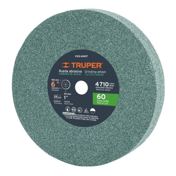  Piedra para Esmeril 152 x25.4x25.4mm Grano 60, Incluye Adaptador, Oxido de Silicio, PIES-6160T 16407 Truper 27.966102 Piedra pa