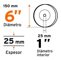  Piedra para Esmeril 152 x25.4x25.4mm Grano 60, Incluye Adaptador, Oxido de Silicio, PIES-6160T 16407 Truper 27.966102 Piedra pa