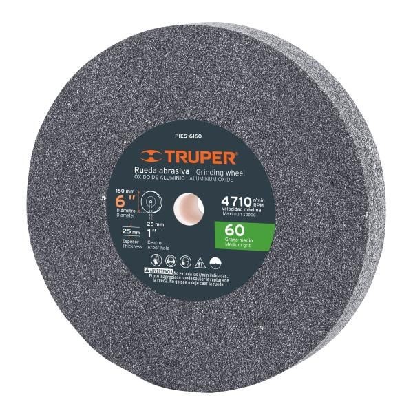  Piedra para Esmeril 152 x25.4x25.4mm Grano 60, Incluye Adaptador, Oxido de Aluminio, PIES-6160 16382 Truper 20.338983 Piedra pa
