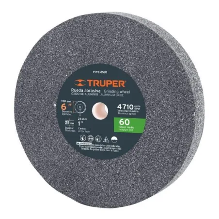  Piedra para Esmeril 152 x25.4x25.4mm Grano 60, Incluye Adaptador, Oxido de Aluminio, PIES-6160 16382 Truper 20.338983 Piedra pa
