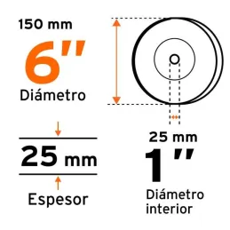  Piedra para Esmeril 152 x25.4x25.4mm Grano 36, Incluye Adaptador, Oxido de Aluminio, PIES-6136 16381 Truper 20.338983 Piedra pa