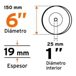  Piedra para Esmeril 152 x19x25.4mm Grano 36, Incluye Adaptador, Oxido de Aluminio, PIES-63436 16348 Truper 16.949153 Piedra par