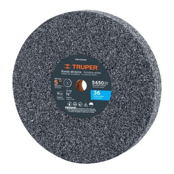  Piedra para Esmeril 127 x19x12.7mm Grano 36, Oxido de Aluminio, PIES-53436 16358 Truper 12.711864 Piedra para Esmeril 127 x19x1