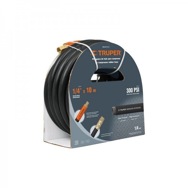  Mangueras para compresor de Alta Presion de Hule 1/4" Conector Movil 10 m, MAN-AP-10-1/4 17080 Truper 49.152542 Manguera para c
