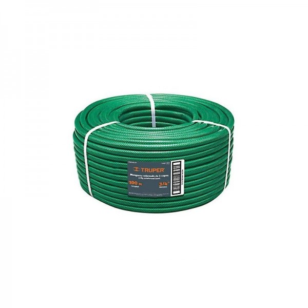  Mangueras 3/4" x100m 3Capas Reforzadas Truper 19859 270.338983 Manguera Reforzadas 3 CAPAS 3/4" Espesor 2.5mm, Pres Max Reventa