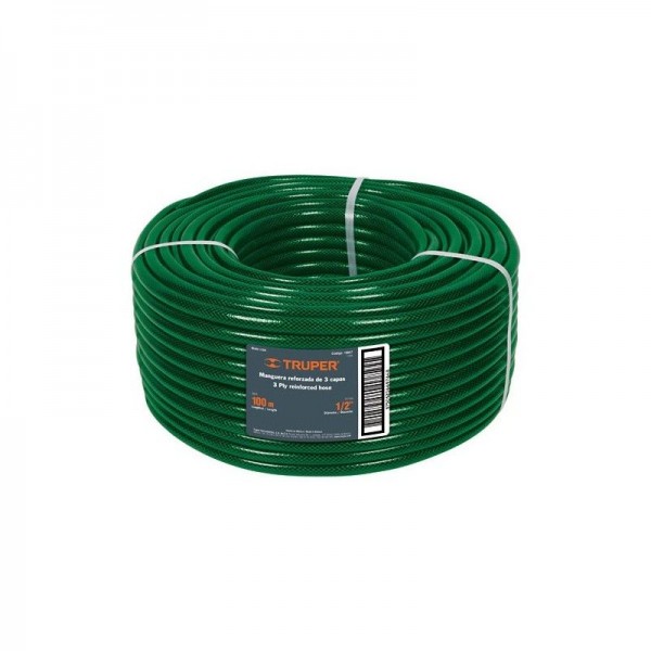  Mangueras 1/2" x100m 3Capas Reforzadas Truper 19857 133.050847 Manguera Reforzadas 3 CAPAS 1/2" Espesor 1.7mm, Pres Max Reventa