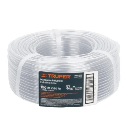  Mangueras Industrial 3/16" x100m Truper 19864 35.59322 Manguera Industrial 3/16" Espesor 0.9mm, 100 Metros Peso 2Kg, MAN-3/16I 