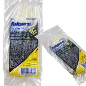 Cintillos Blanco 7.6mm x20cm 10u Cincho Nylon AltaResistencia Fulgore FU1390